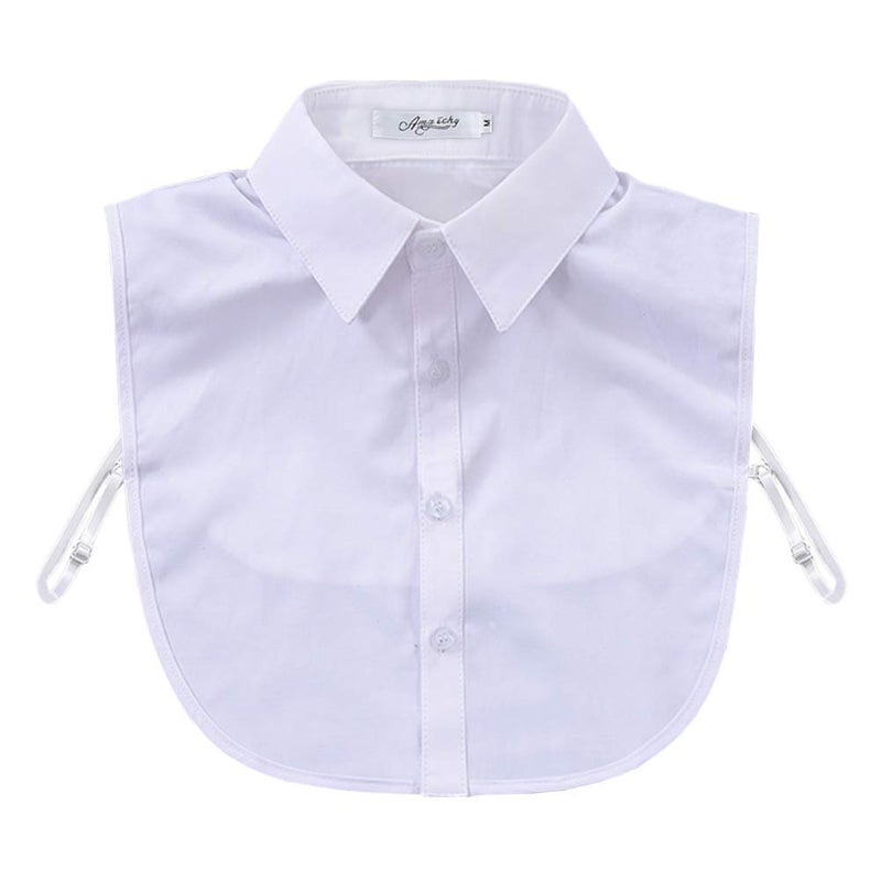 Joyci Men's Fashion OL False Collar Solid Color Lapel Half Shirt Fake Collar (White) - Image 1